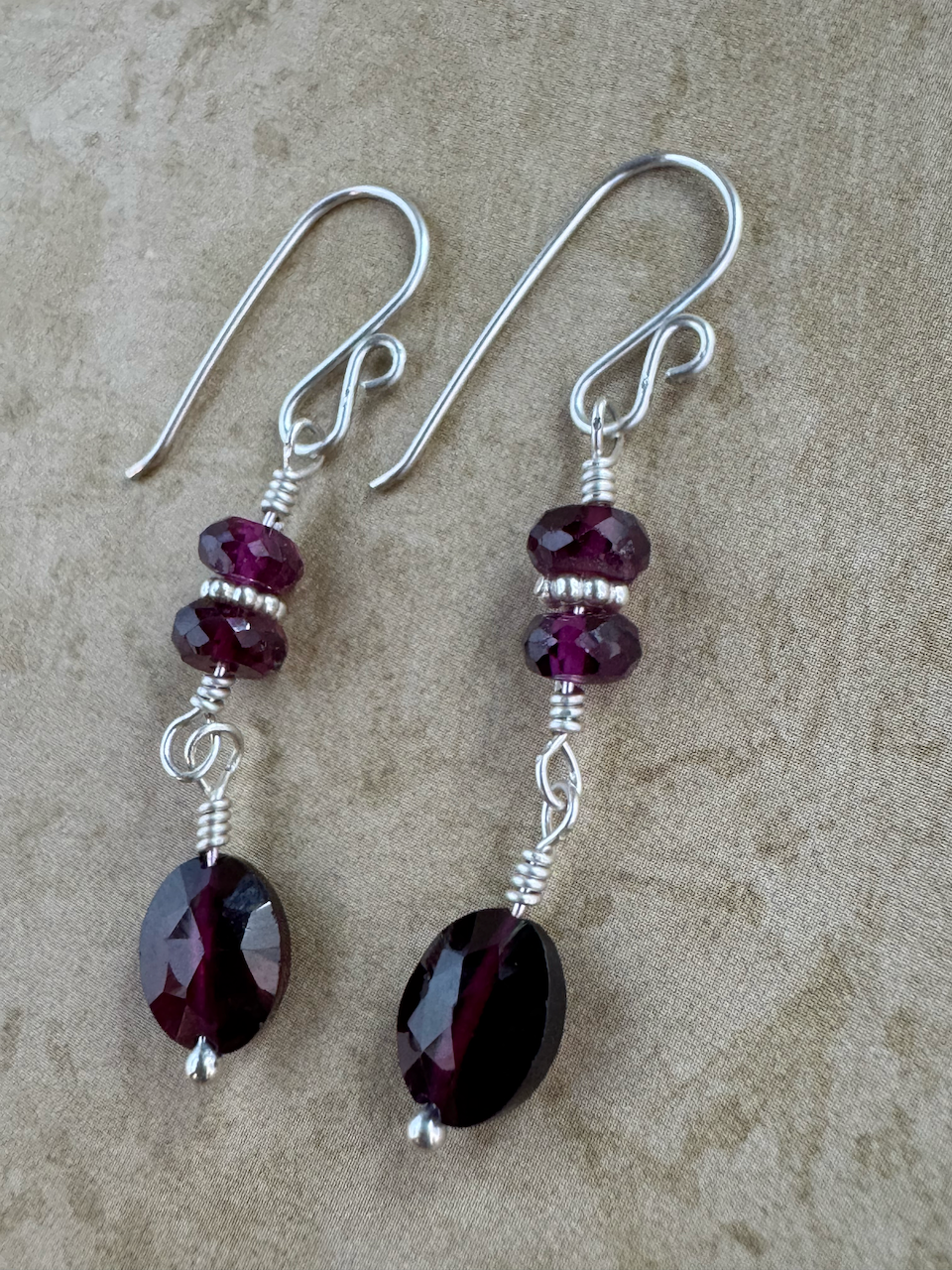 Sterling Silver Rhodolite Garnet Dangles