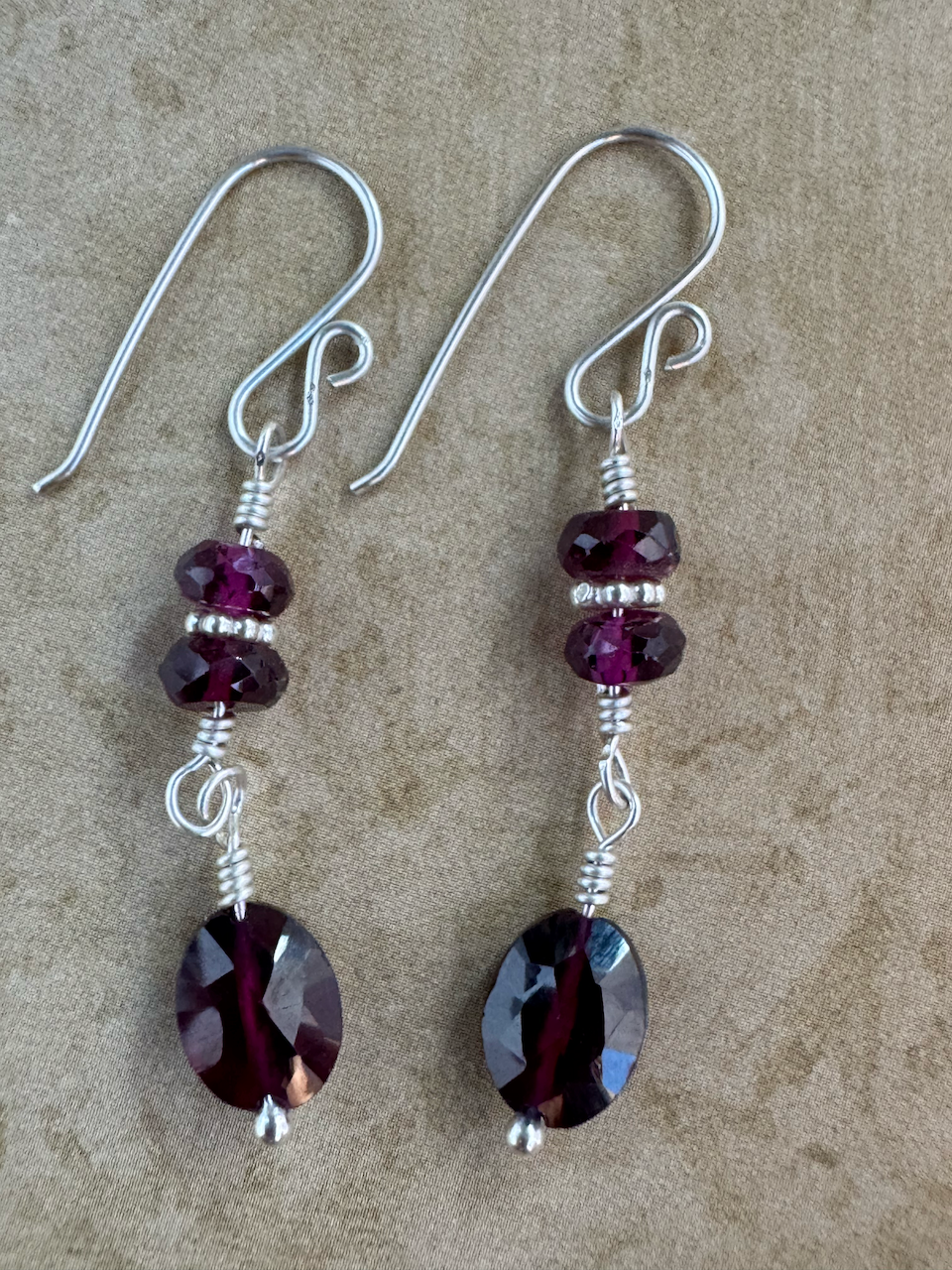 Sterling Silver Rhodolite Garnet Dangles