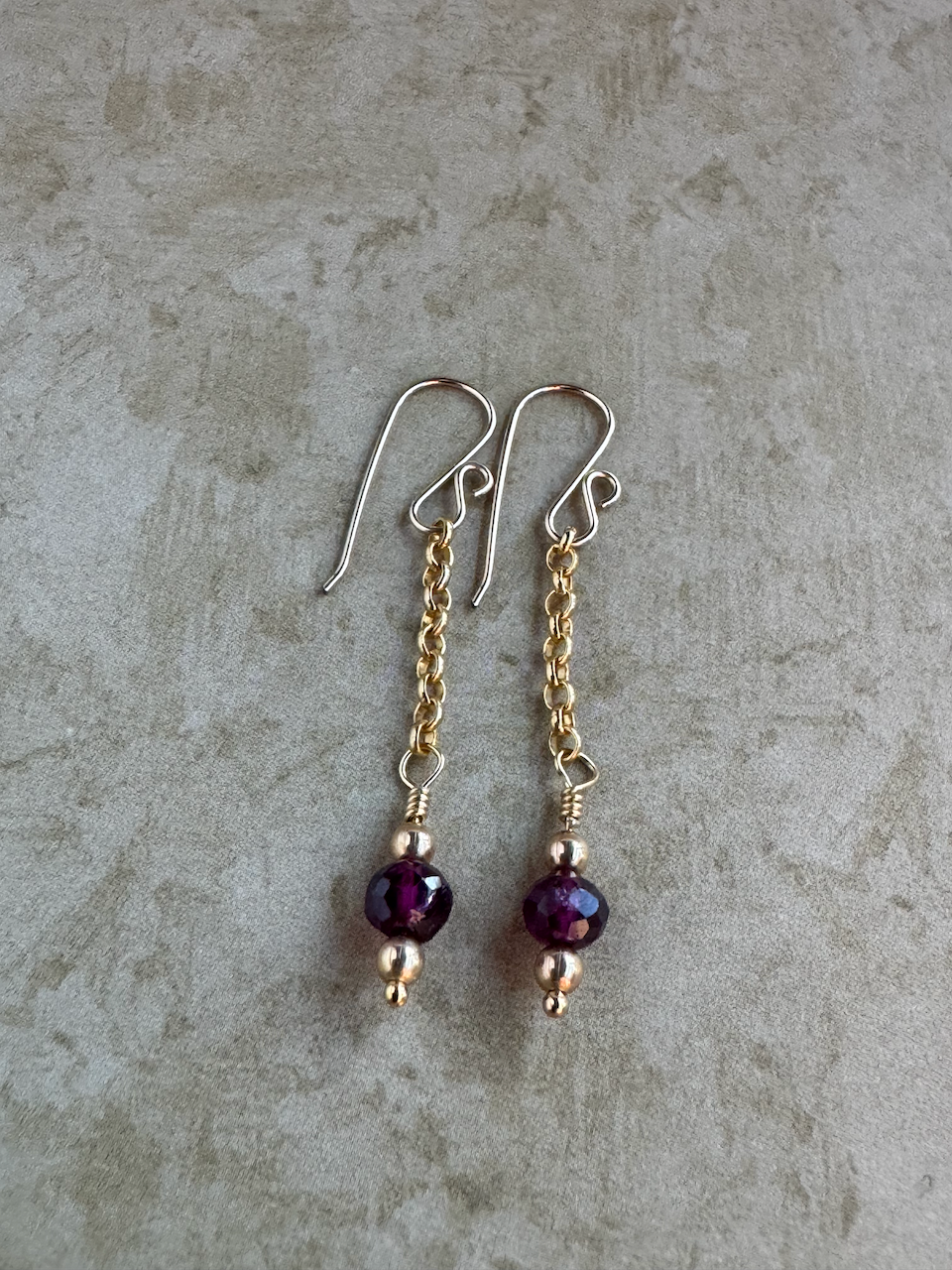 Gold Filled Rhodolite Garnet Simple Chain Dangles