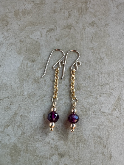 Gold Filled Rhodolite Garnet Simple Chain Dangles
