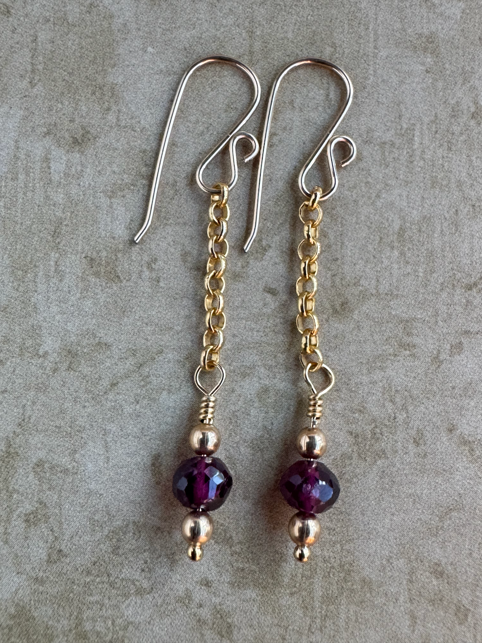 Gold Filled Rhodolite Garnet Simple Chain Dangles