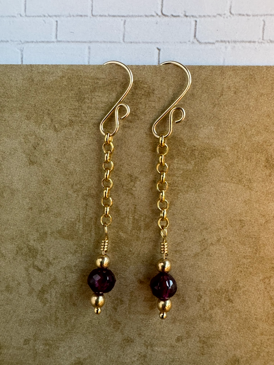 Gold Filled Rhodolite Garnet Simple Chain Dangles