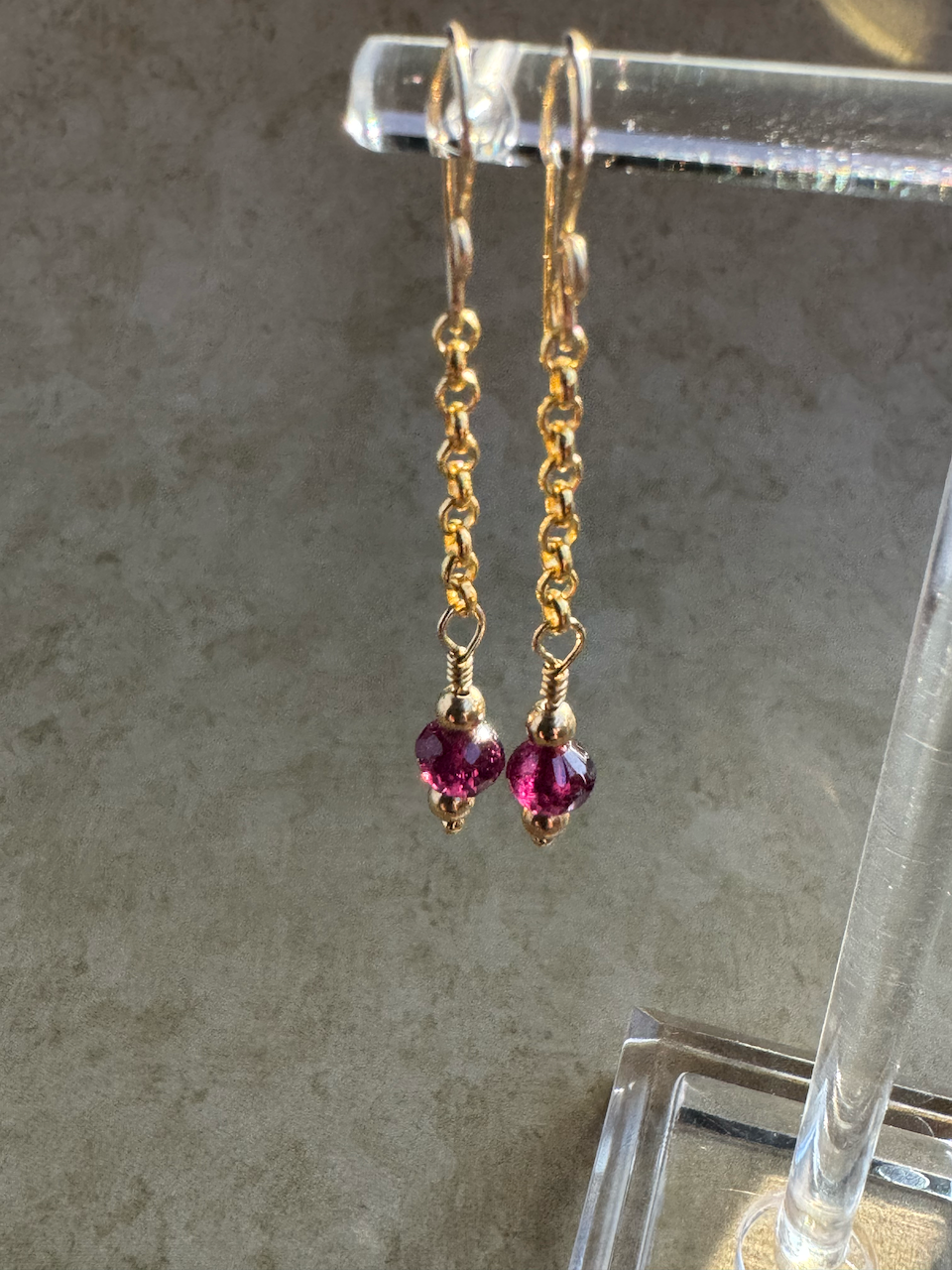 Gold Filled Rhodolite Garnet Simple Chain Dangles