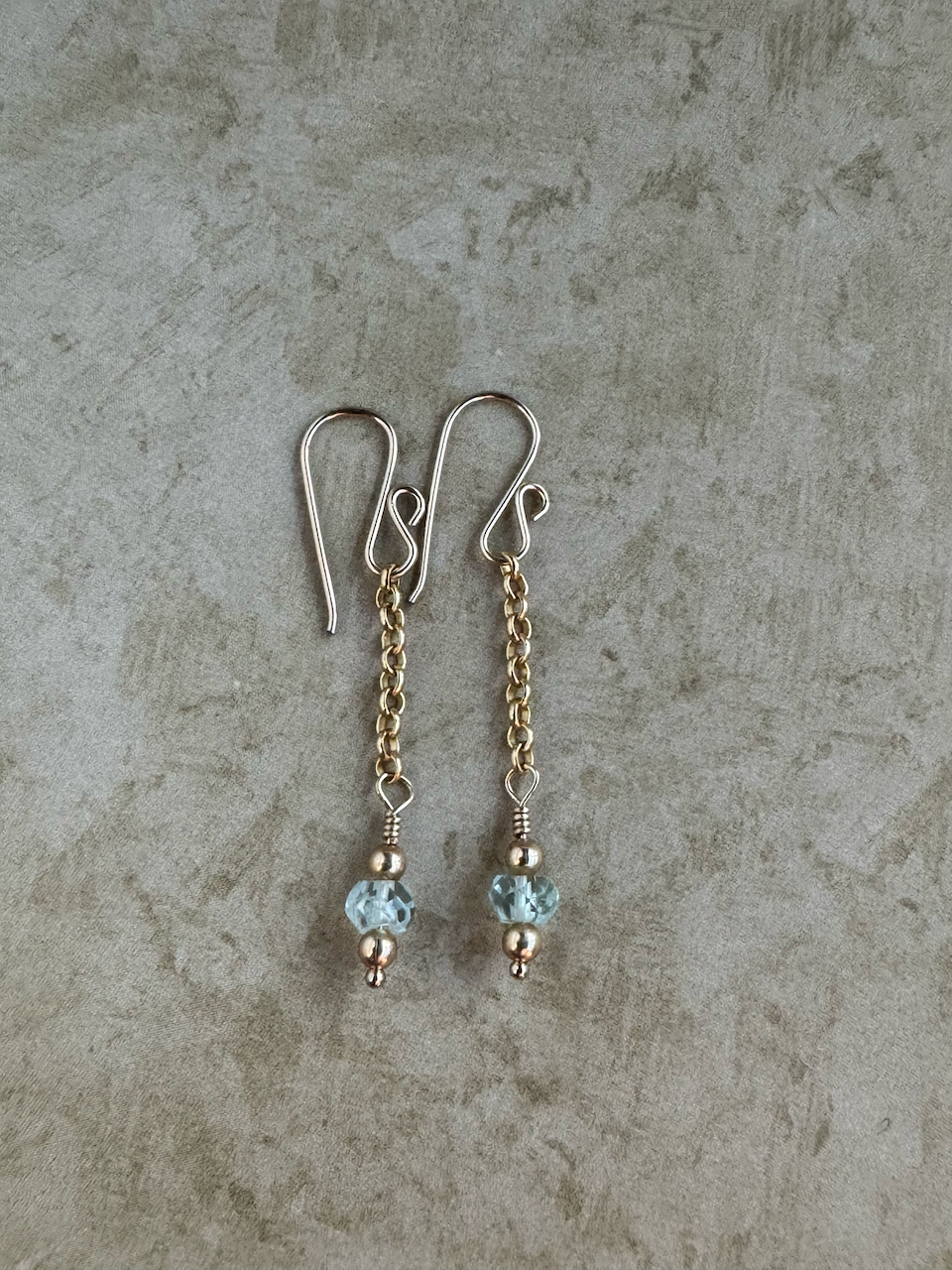 Gold Filled Aquamarine Simple Chain Dangles