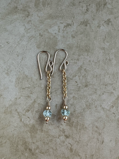 Gold Filled Aquamarine Simple Chain Dangles