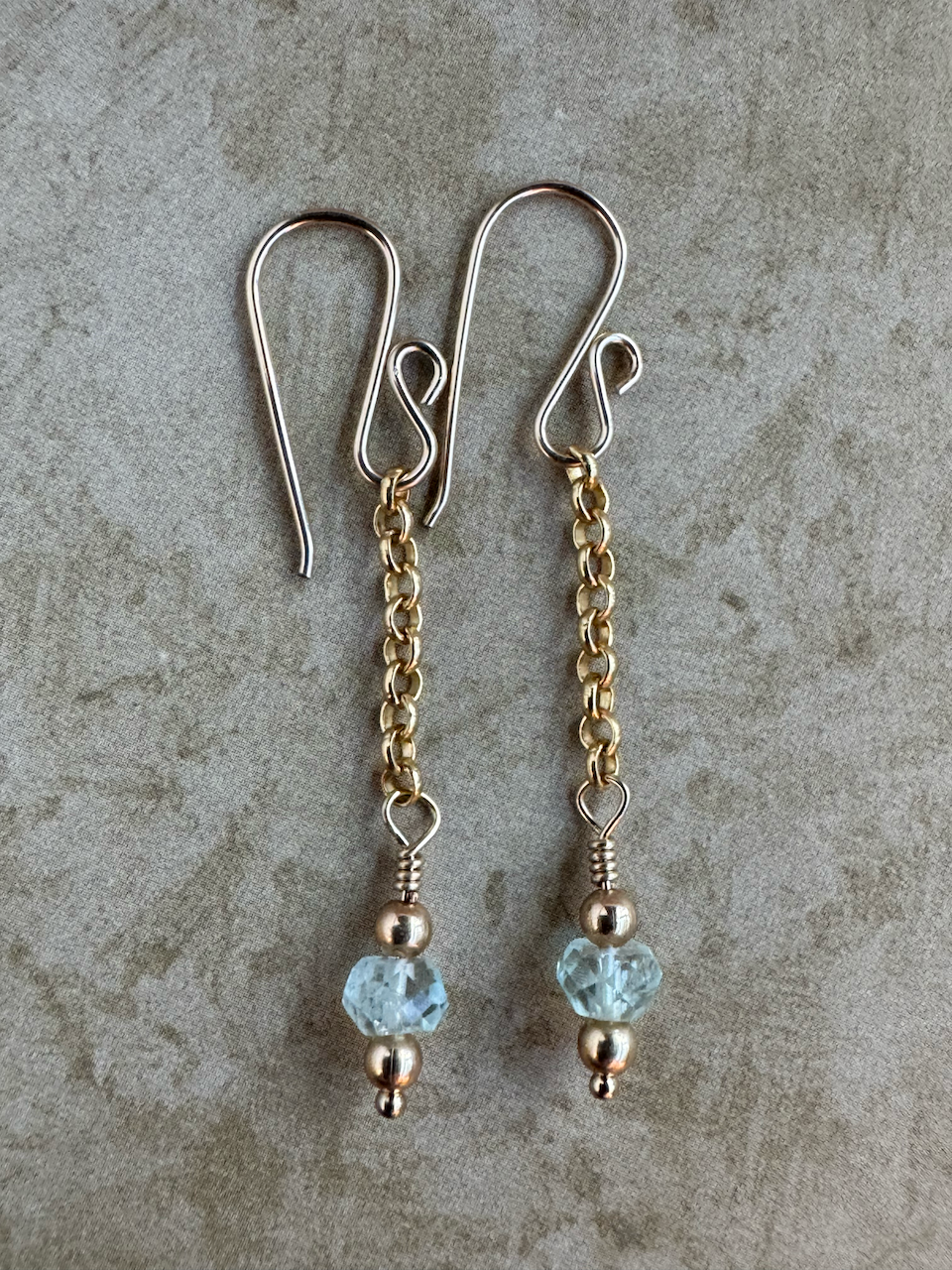 Gold Filled Aquamarine Simple Chain Dangles