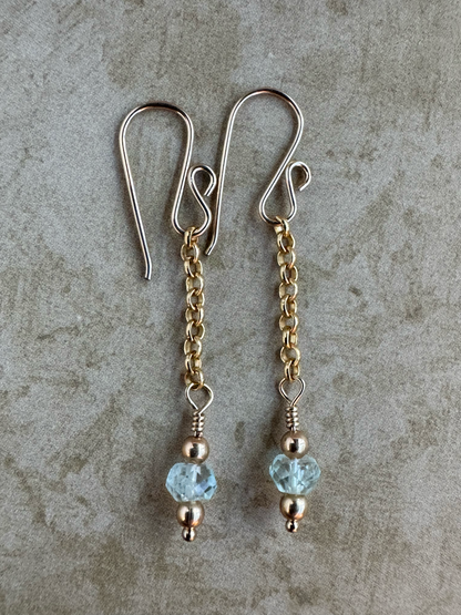 Gold Filled Aquamarine Simple Chain Dangles