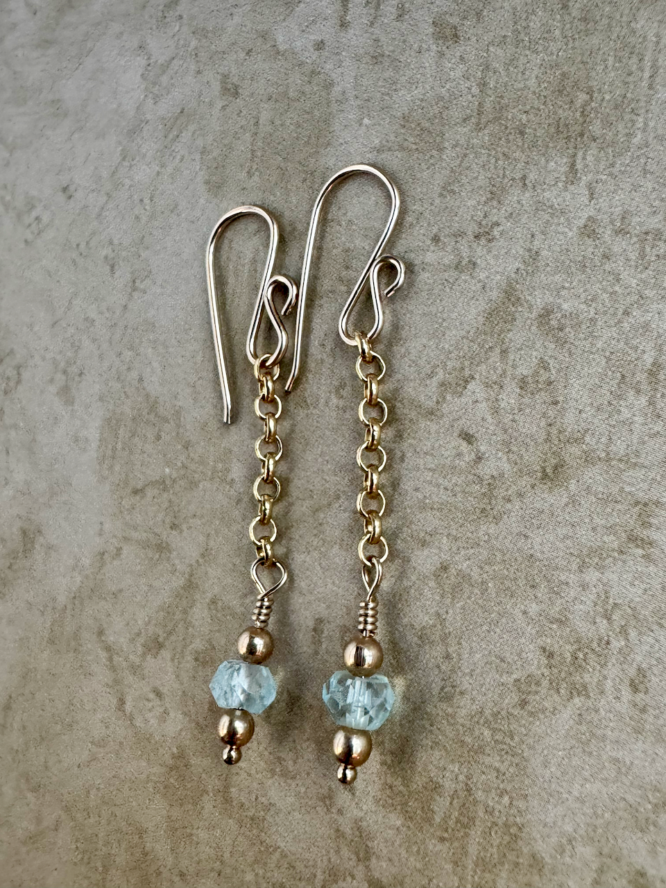 Gold Filled Aquamarine Simple Chain Dangles