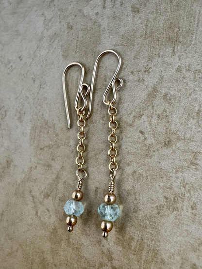 Gold Filled Aquamarine Simple Chain Dangles
