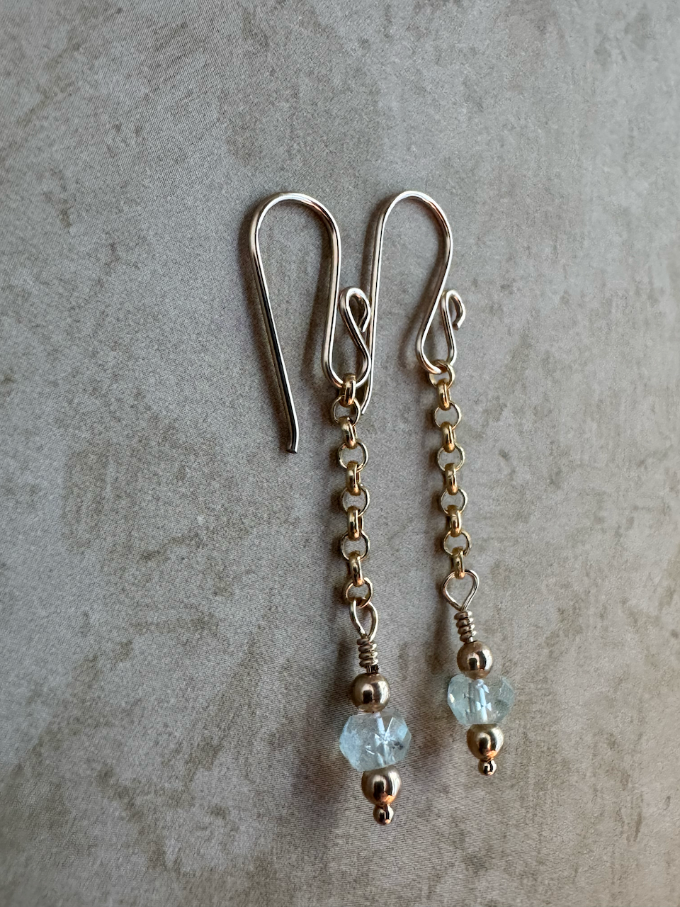 Gold Filled Aquamarine Simple Chain Dangles