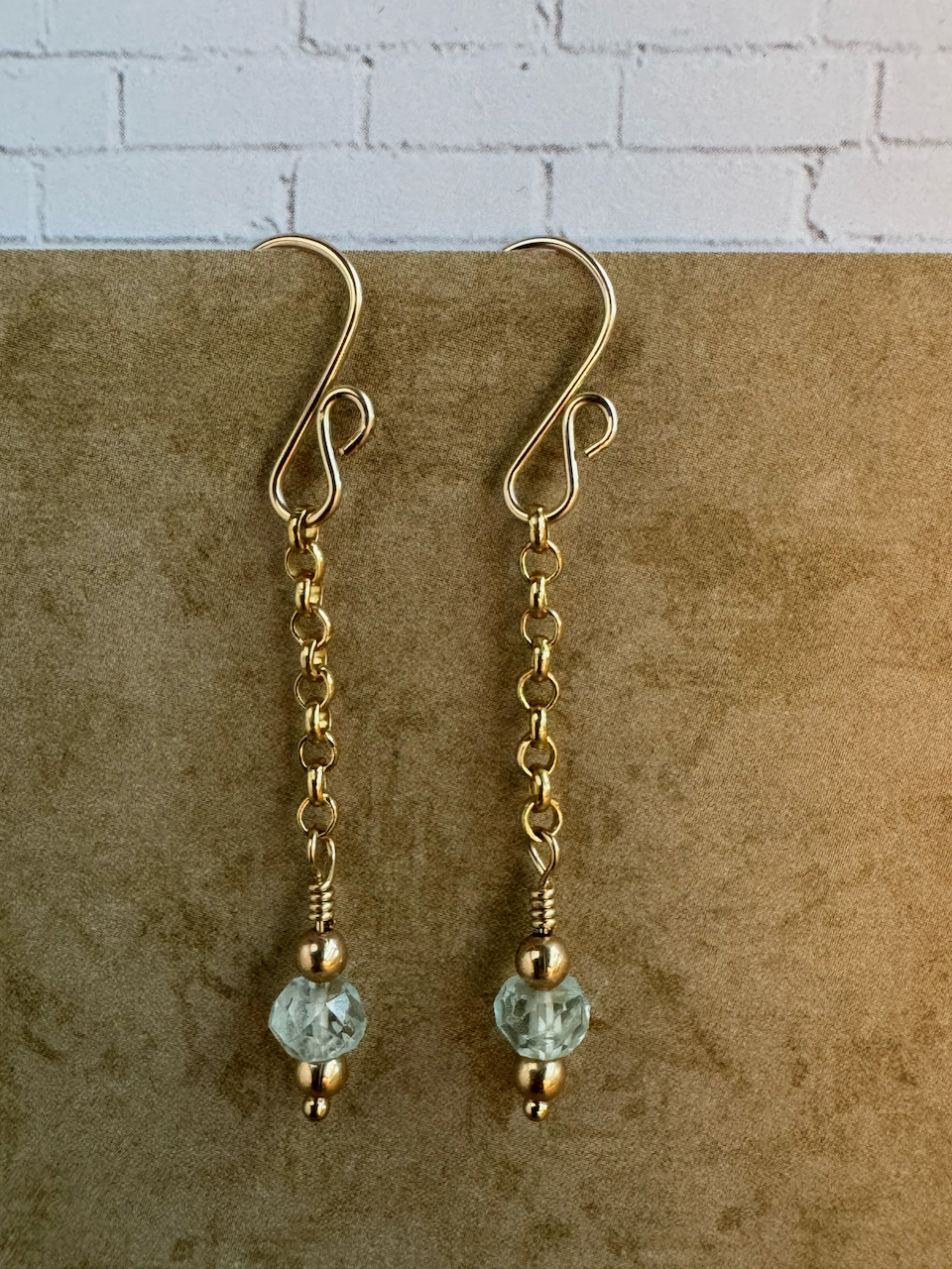 Gold Filled Aquamarine Simple Chain Dangles