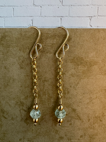 Gold Filled Aquamarine Simple Chain Dangles