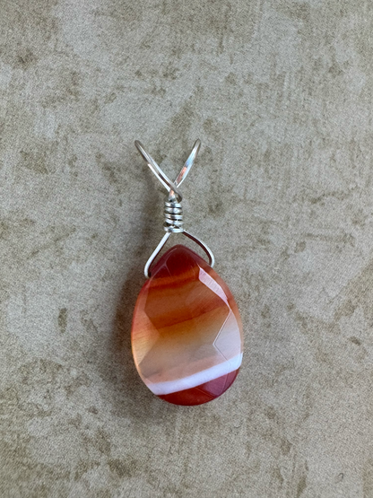 Sterling Silver Red Agate Pendent