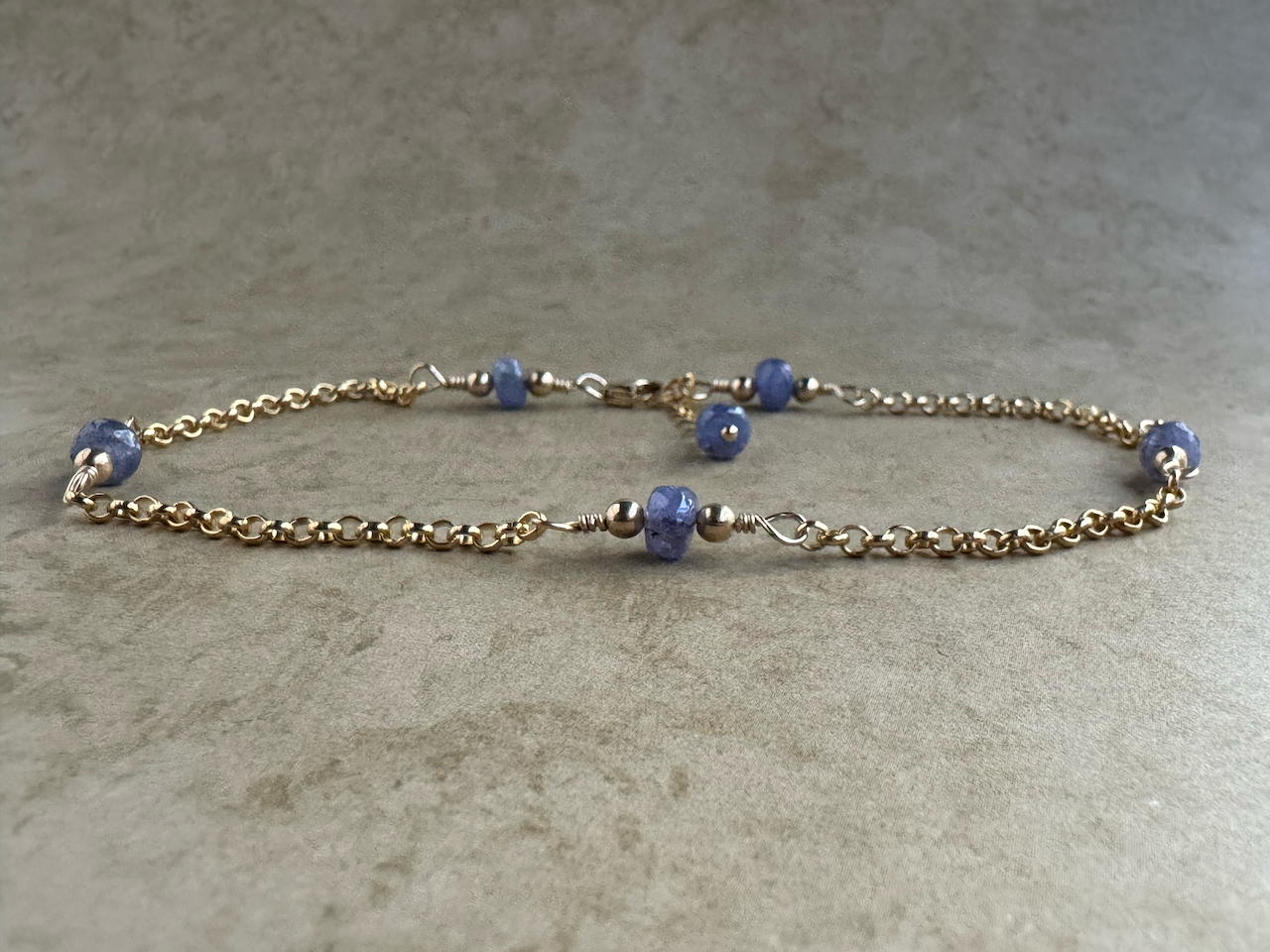 Gold-Filled Tanzanite Chain Anklet
