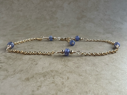 Gold-Filled Tanzanite Chain Anklet