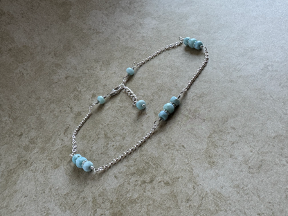 Sterling Silver Larimar 3 Stone Chain Anklet