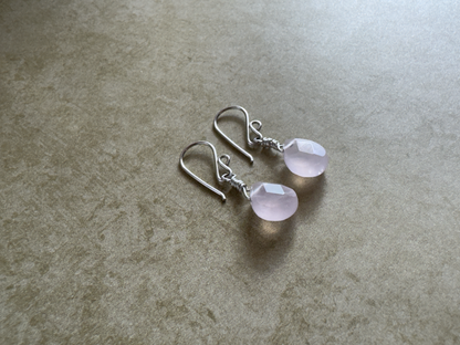 Sterling Silver Rose Quartz Teardrop Earrings