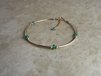 Gold-Filled Emerald Tube Bracelet