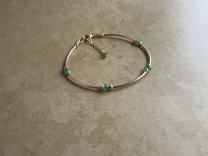 Gold-Filled Emerald Tube Bracelet