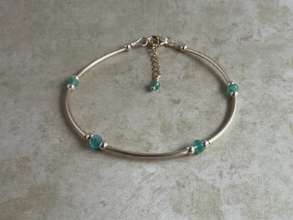 Gold-Filled Emerald Tube Bracelet