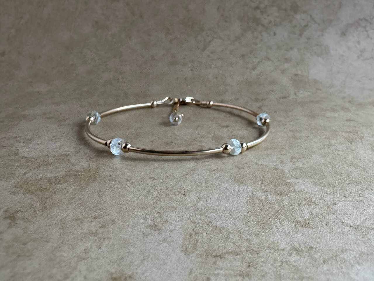Gold-Filled Aquamarine Tube Bracelet