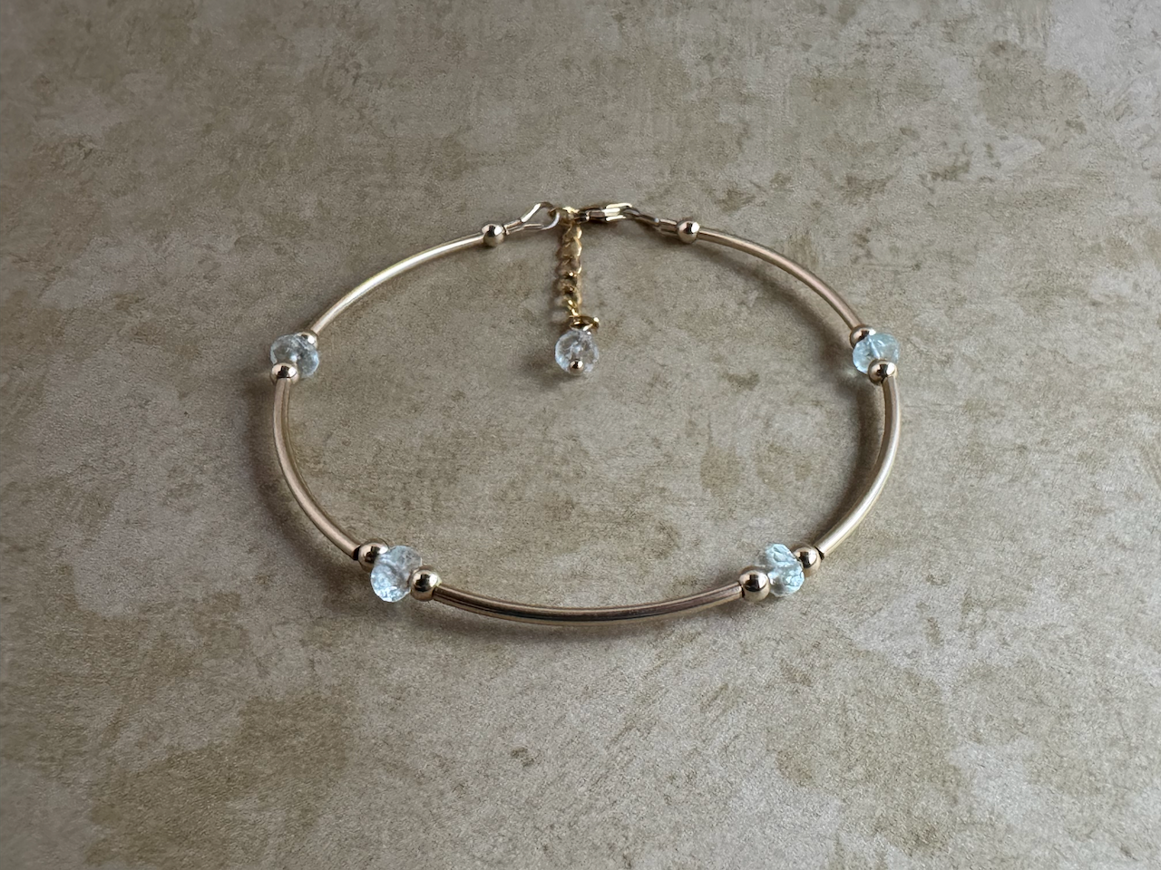 Gold-Filled Aquamarine Tube Bracelet