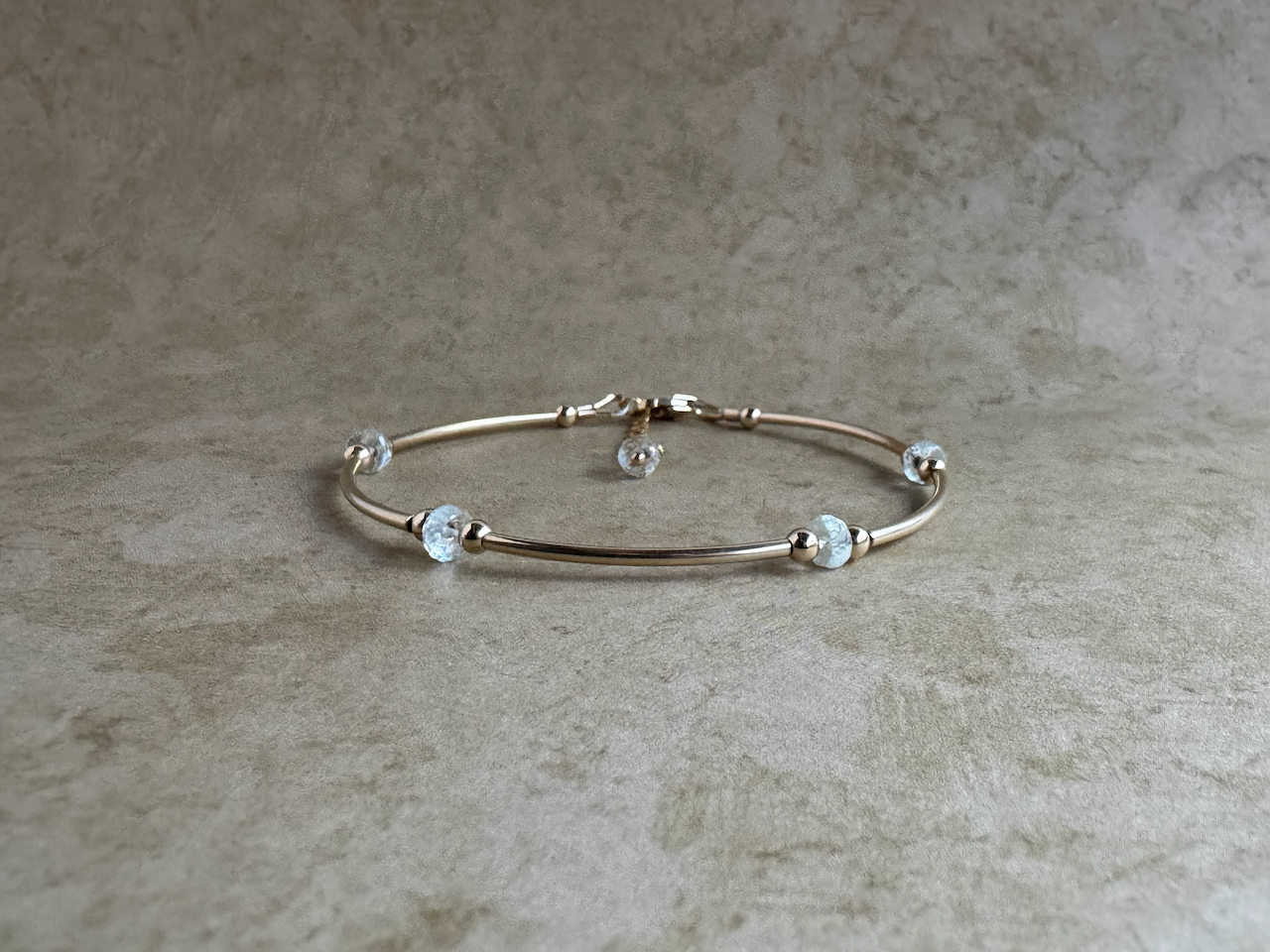 Gold-Filled Aquamarine Tube Bracelet