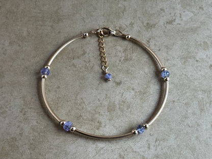 Gold-Filled Tanzanite Tube Bracelet