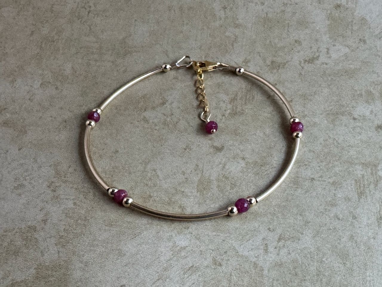 Gold-Filled Ruby Tube Bracelet