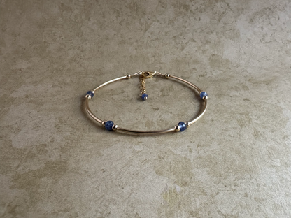 Gold-Filled Blue Sapphire Tube Bracelet
