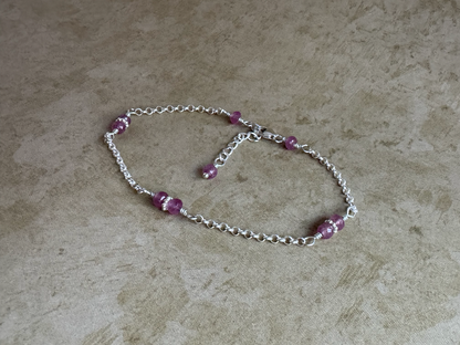 Sterling Silver Pink Sapphire Chain Bracelet