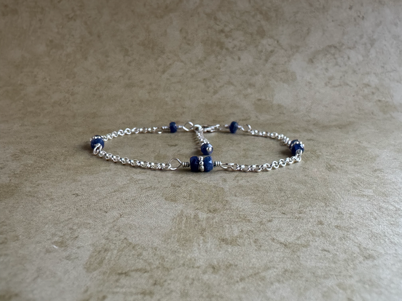 Sterling Silver Blue Sapphire Chain Bracelet