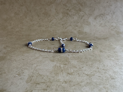 Sterling Silver Blue Sapphire Chain Bracelet