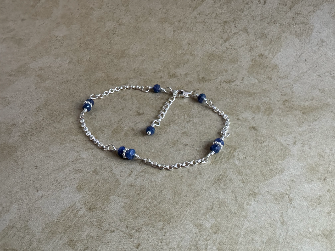 Sterling Silver Blue Sapphire Chain Bracelet