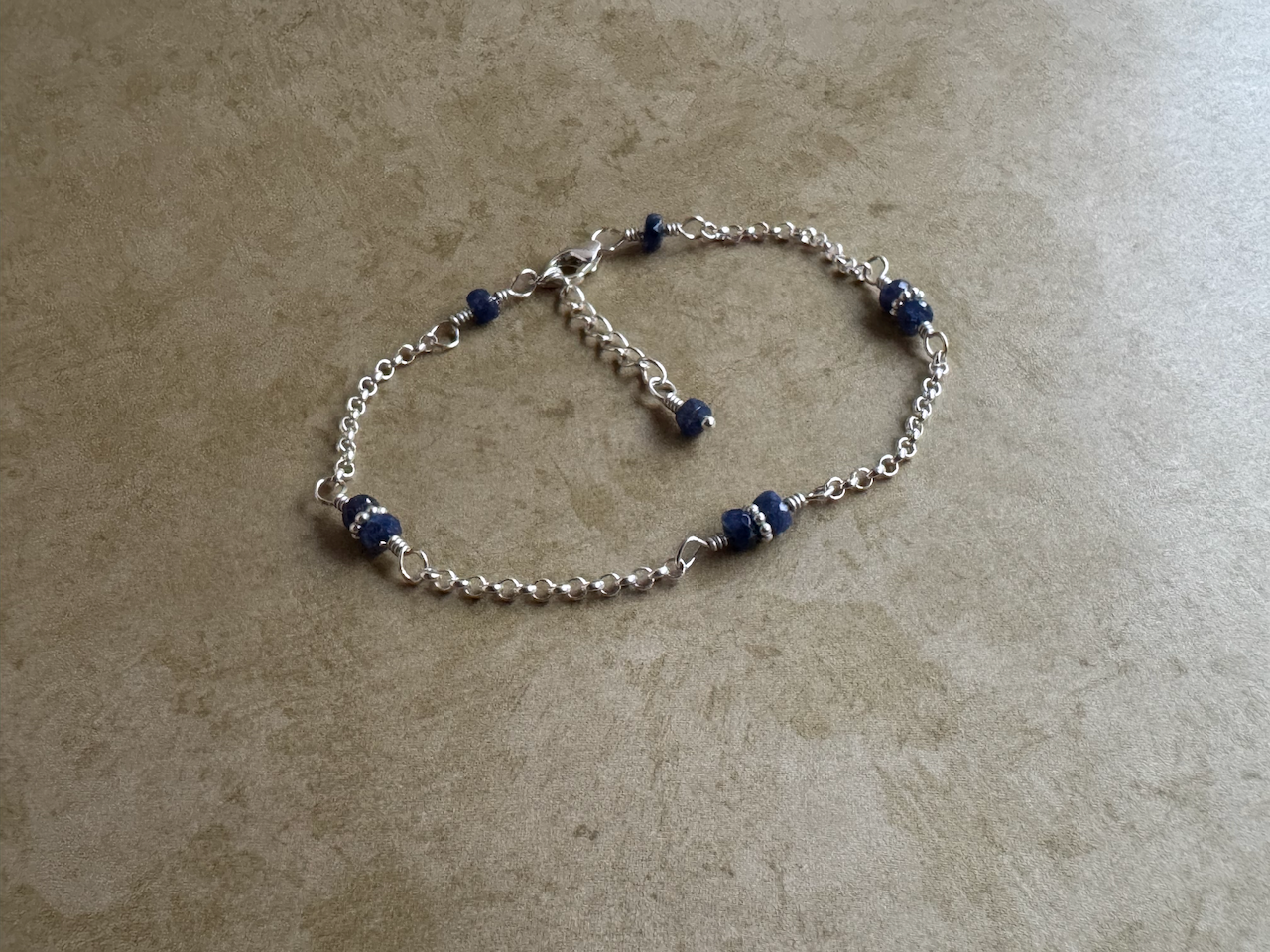 Sterling Silver Blue Sapphire Chain Bracelet