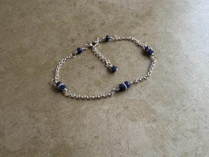 Sterling Silver Blue Sapphire Chain Bracelet