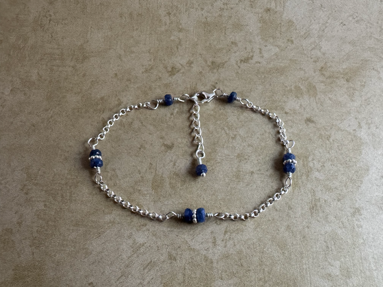 Sterling Silver Blue Sapphire Chain Bracelet