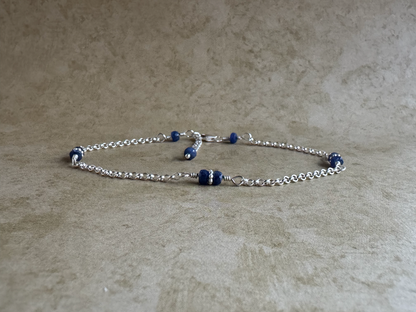 Sterling Silver Blue Sapphire Chain Anklet