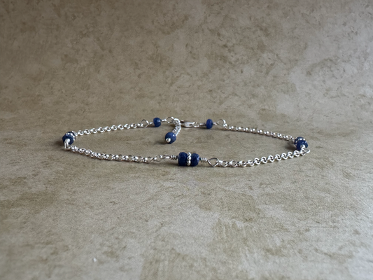 Sterling Silver Blue Sapphire Chain Anklet