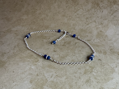 Sterling Silver Blue Sapphire Chain Anklet