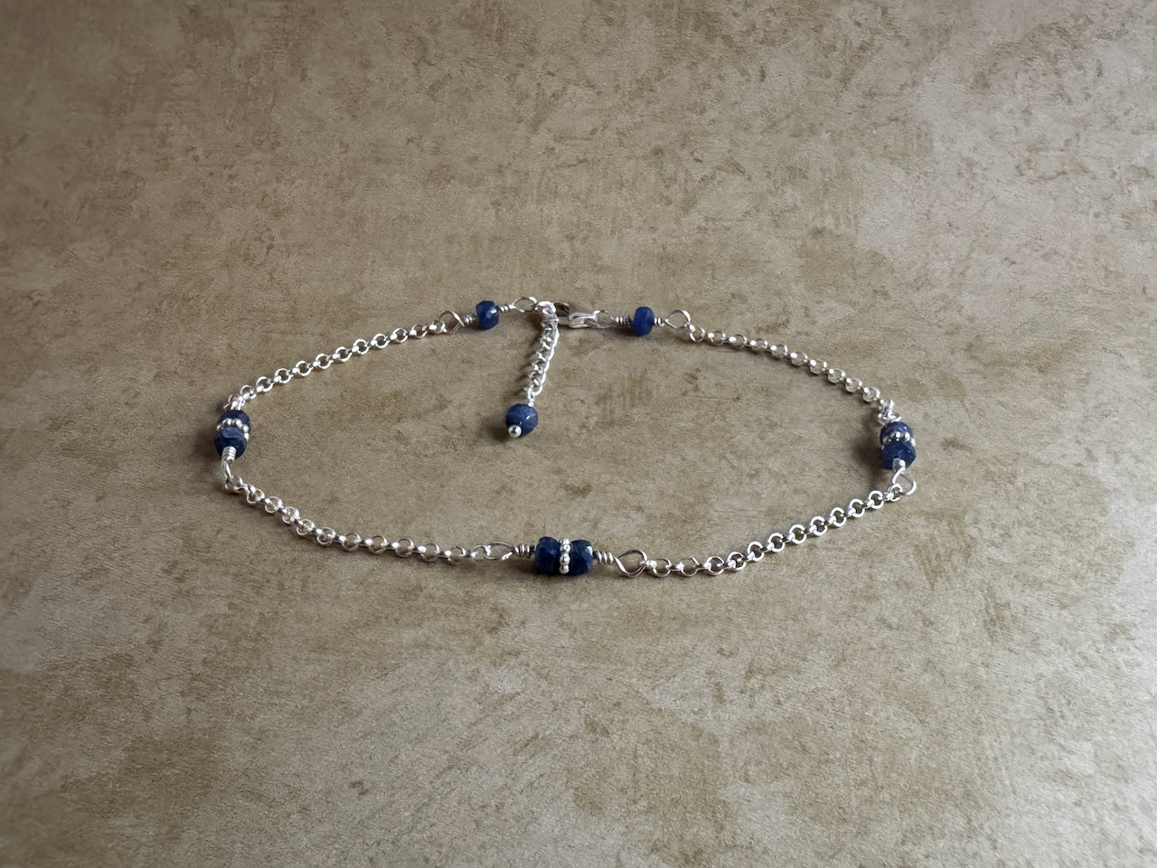 Sterling Silver Blue Sapphire Chain Anklet