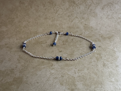 Sterling Silver Blue Sapphire Chain Anklet