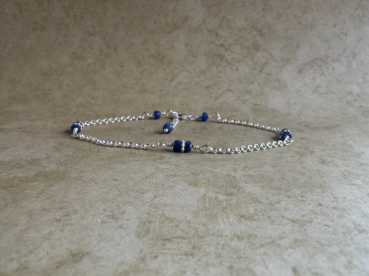 Sterling Silver Blue Sapphire Chain Anklet