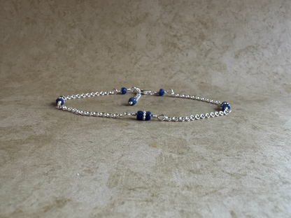 Sterling Silver Blue Sapphire Chain Anklet