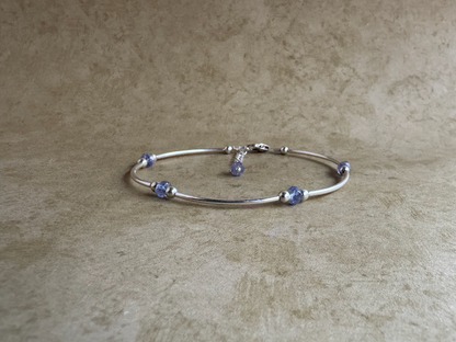 Sterling Silver Tanzanite Beaded Tube Bracelet