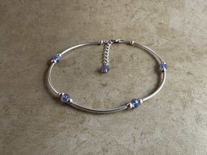 Sterling Silver Tanzanite Beaded Tube Bracelet