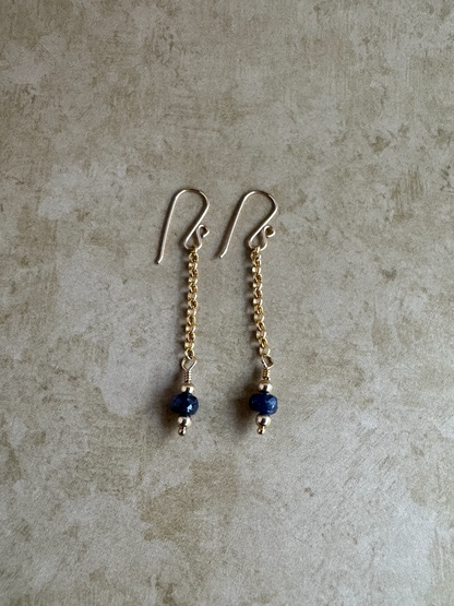 Gold-Filled Dark Sapphire Chain Dangles