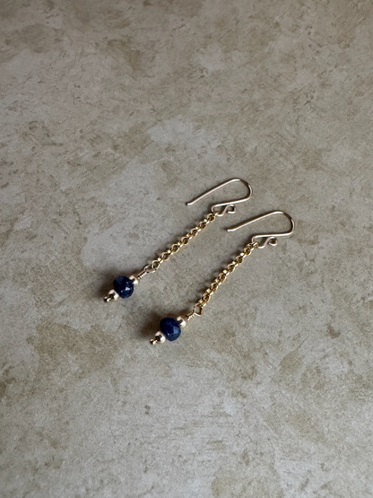 Gold-Filled Dark Sapphire Chain Dangles