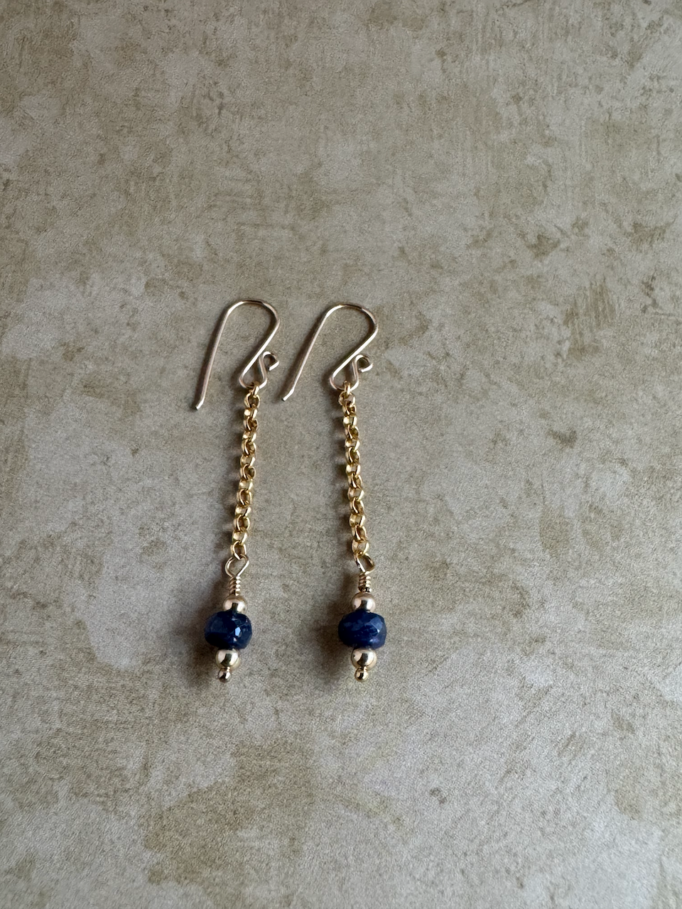 Gold-Filled Dark Sapphire Chain Dangles