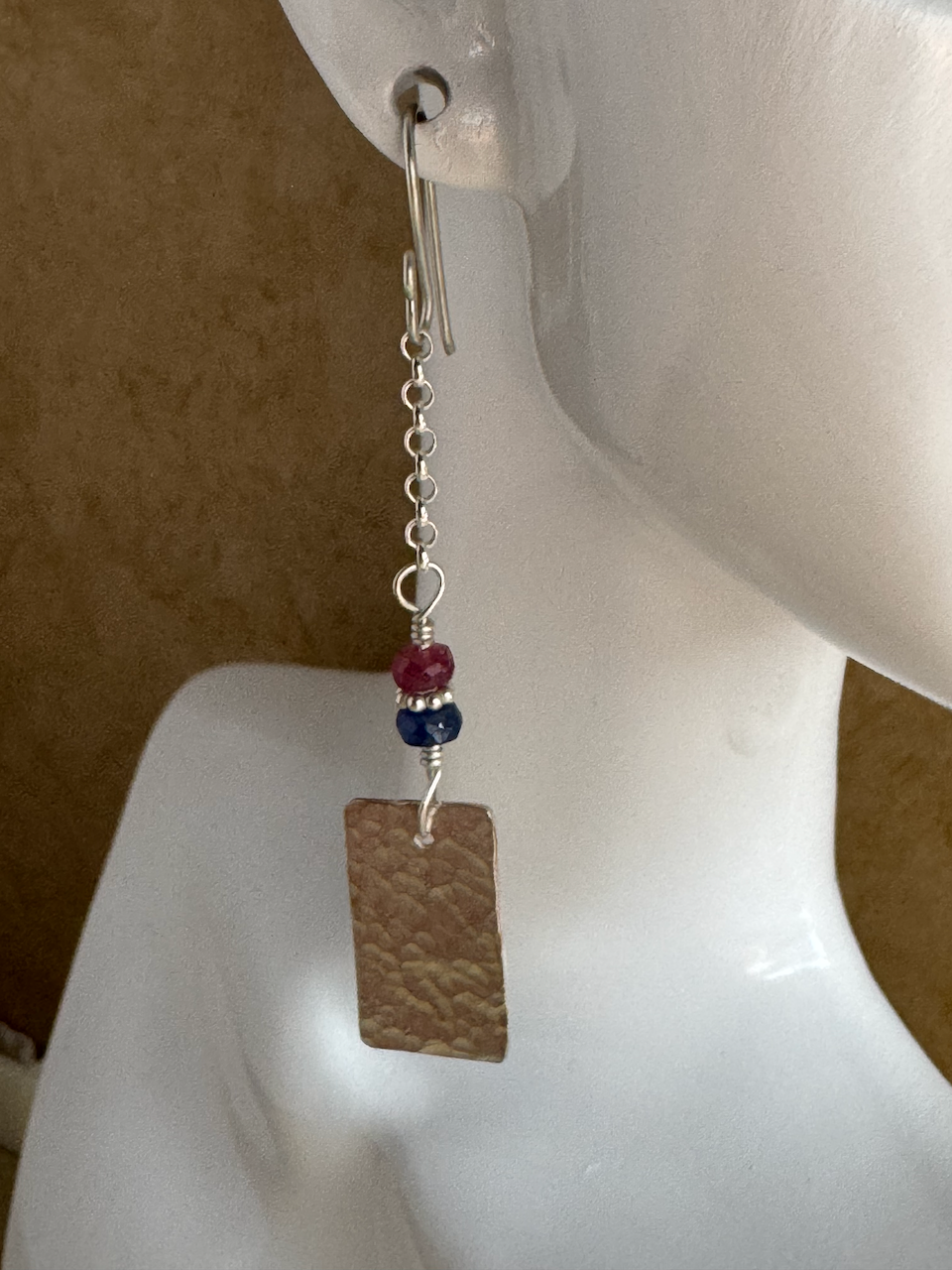 Fine and Sterling Silver Blue and Pink Sapphire Chain Dangles